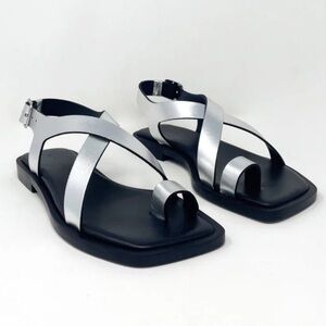 Freda Salvador Paxton Sandal in Silver Calf Size 9.5